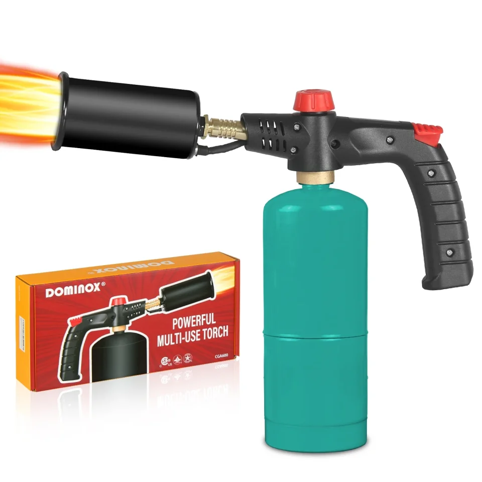 Ultimate Storage DOMINOX Powerful Propane Cooking Torch, Grill Gun& Culinary Kitchen Blow Torch with Lighter, Sear Torch Sous Vide, Charcoal Torch Lighter for Searing Steak, BBQ, Creme Brulee (Tank Not Included)