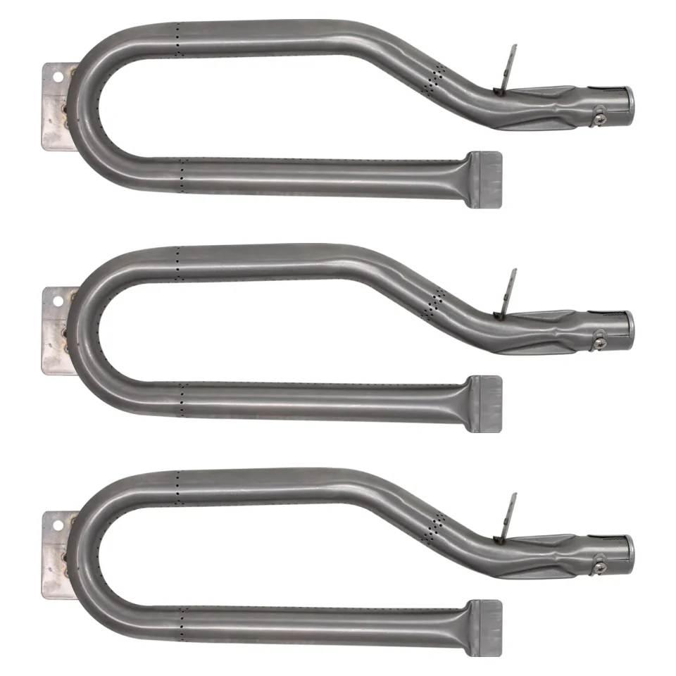 Food-Grade Healthy 3-Pack BBQ Gas Grill Tube Burner Replacement Parts for Outdoor Gourmet BQ05046-6A - Compatible Barbeque Stainless Steel Pipe Burners