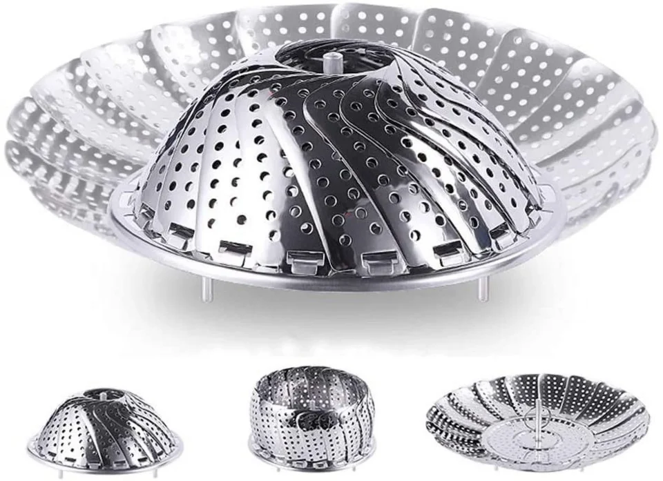 Premium Cleaning Vegetable Steamer Basket,Premium Stainless Steel Steamer Cookware, Folding Steamer food Insert for Veggie Fish Seafood Cooking, Expandable to Fit Various Size Pot (7.1 to 11)