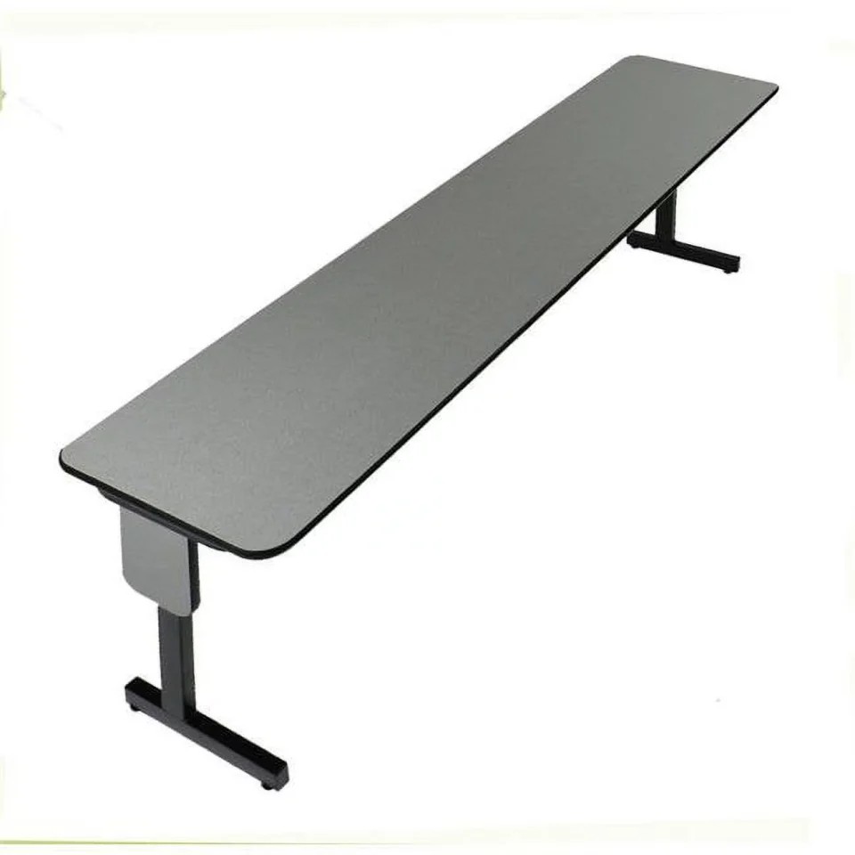 Frosted Correll Adjustable Height 0.75 in. High Pressure Rectangular Folding Seminar Table with Panel Leg - Montana Granite - 18 x 96 in.