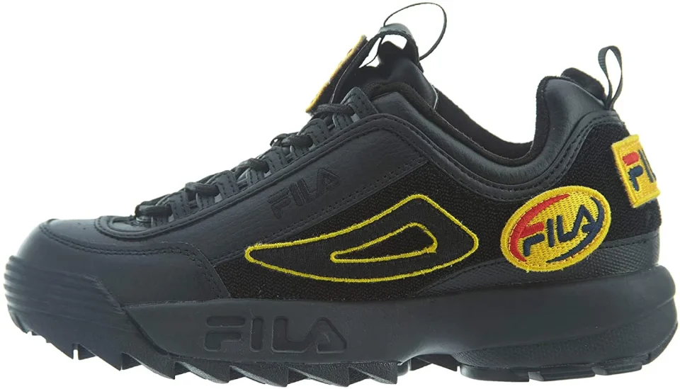 Glass Lightweight Fila Mens Disruptor II Custom Patch Sneakers 13 Black/Black/Black