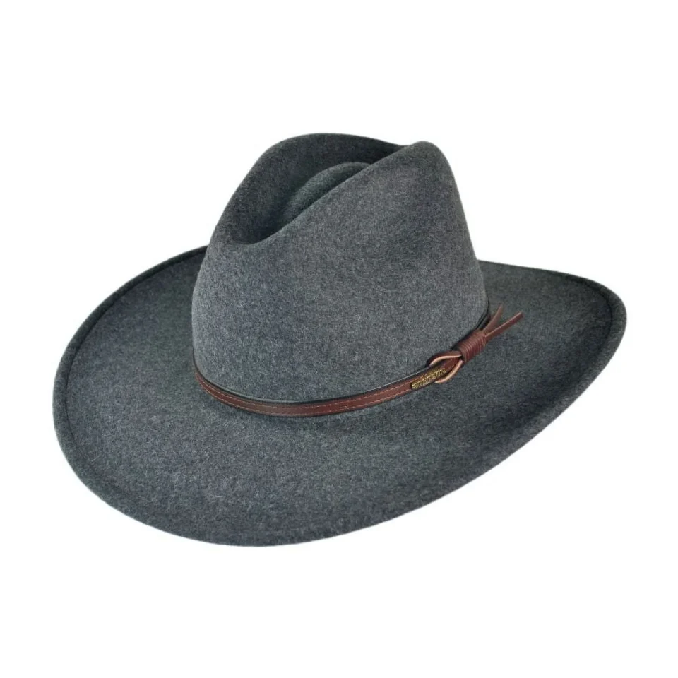 Space-Saving Value Grey Bull Crushable Wool Felt Aussie Hat - XXL - Gray Mix