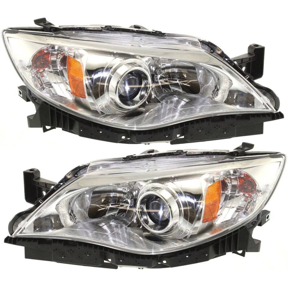 Core Stainless Steel Headlight Set For 2008-2009 Subaru Impreza Left and Right With Bulb 2Pc