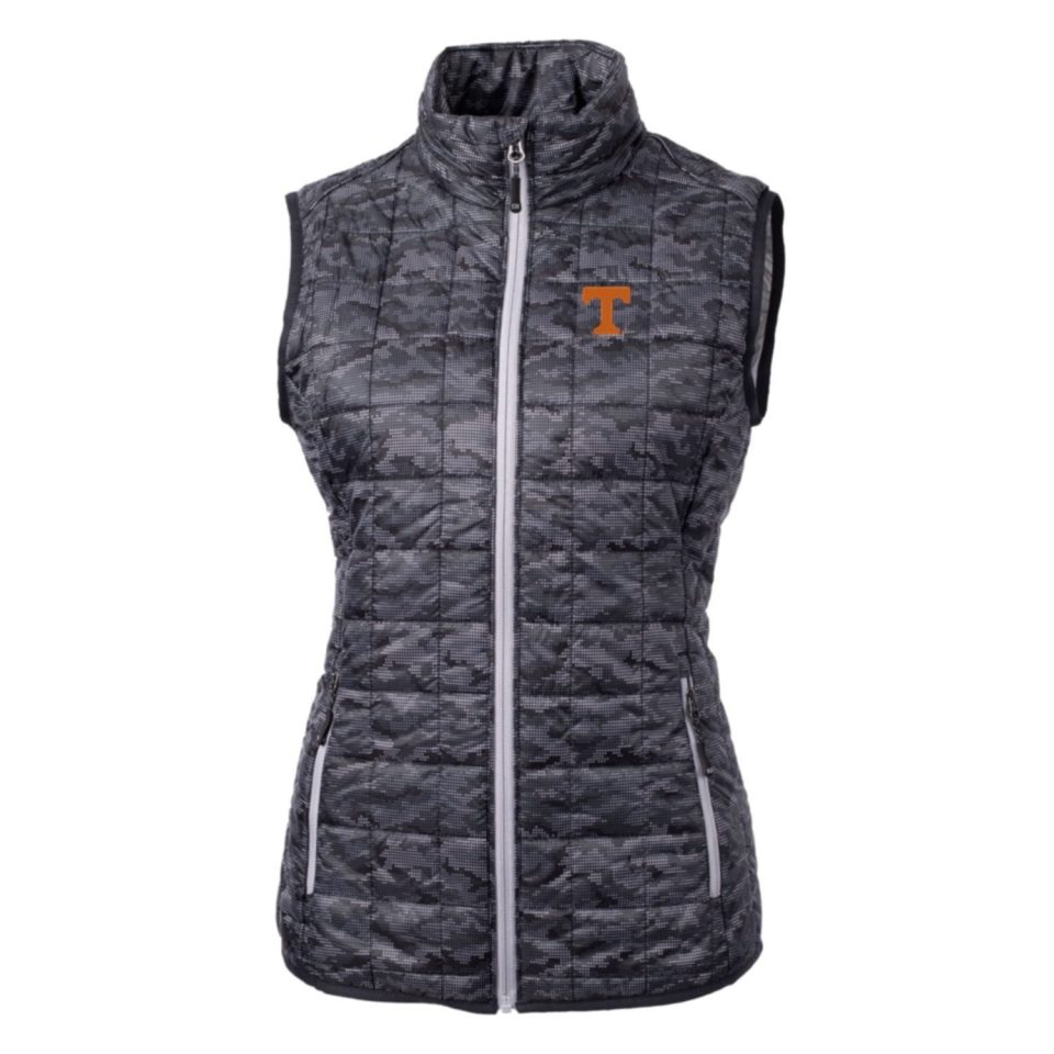 Travel Best-Selling Women's Cutter & Buck Black Tennessee Volunteers Eco Full-Zip Puffer Vest
