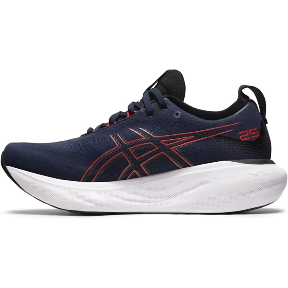 Food-Grade Leak-Proof ASICS Gel-Nimbus 25 Men's Running Shoes Midnight/Electric Red