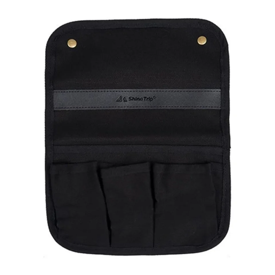 Space-Saving Portable Hanging Bag, Canvas Organizer for Camping Table, Black