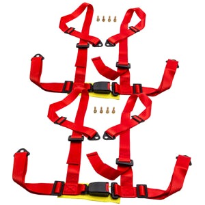 Baking Pair Universal 4 Point Buckle Racing Seat Belt Safety Harness w/ Buckle Red