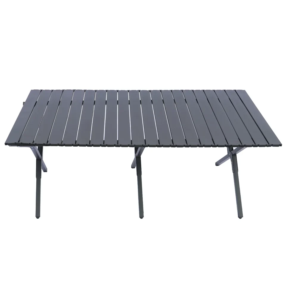 Glass Cast Iron Camping Table Portable Table Folding Table with Carry Bag,4-6 Person Table for Camping Outdoor Picnic