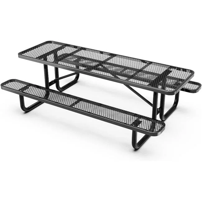 Bamboo Park Elements CD-96PT-BLK 8ft commercial picnic table - Thermoplastic coated - Black