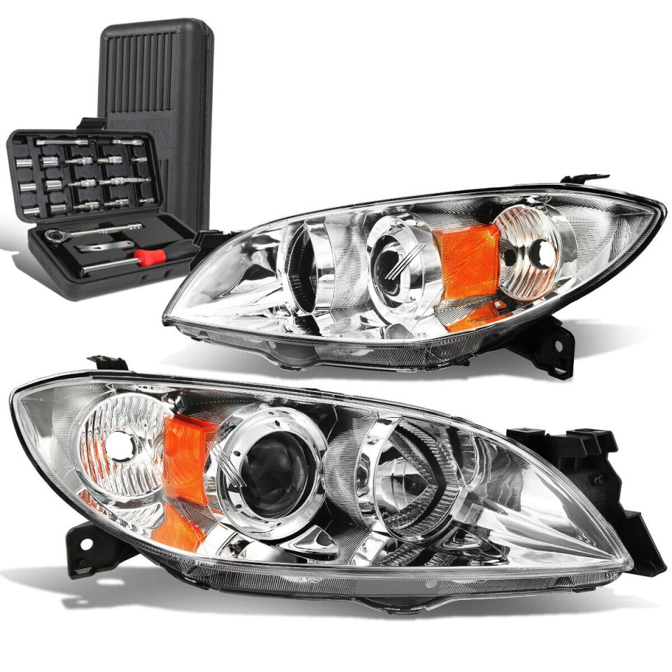Popular Gift-Ready 2004-2009 Mazda 3 Sedan Chrome/Amber Signal Projector Headlights+Too