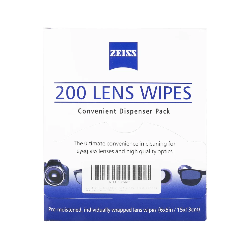 BPA-Free Easy-Clean 200CT Zeiss Lens Cleaning Wipes Eye Glasses Screen Optical Camera Phone Cleaner
