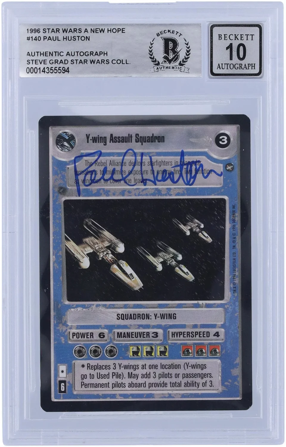 Dining Popular Paul Huston Star Wars Autographed 1996 CCG New Hope #140 BGS Authenticated 10 Card
