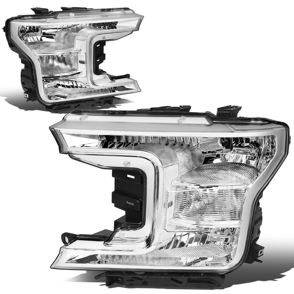 Baking 18-20 d F150 OE Style Chrome Housing Clear Side Driving Headlight Lamps