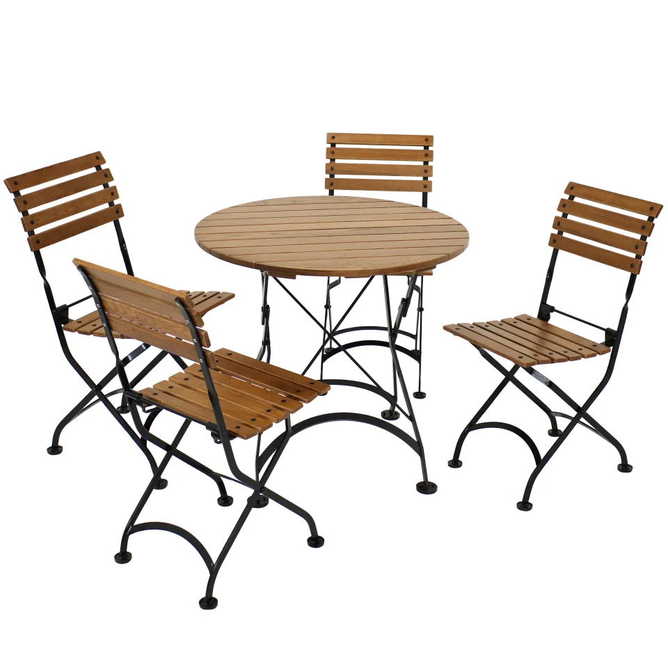 Baking Sunnydaze European Chestnut Wood Folding Bistro Table and Chairs Set