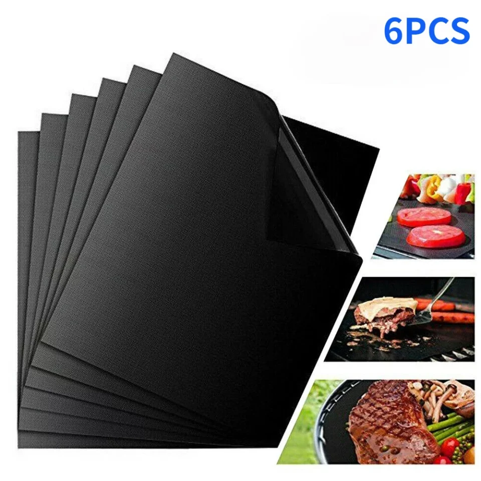 Thickened BBQ Grill Mesh Mat,Non-Stick BBQ Grill Mats-Easy to Clean - Suitable for Smoker,Pellet,Gas,Charcoal Grill,6Pack