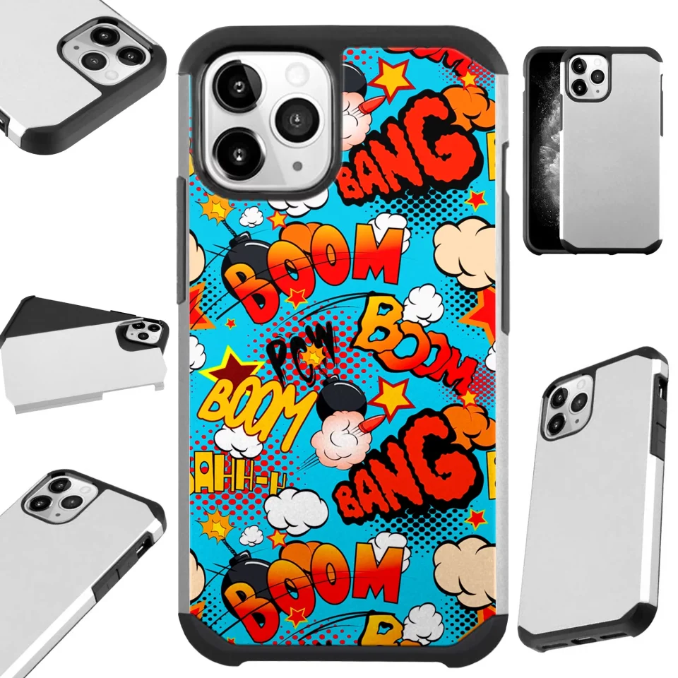 Wooden Compatible with iPhone 12 | iPhone 12 Pro Hybrid Fusion Guard Phone Case Cover (Comic Boom Teal)