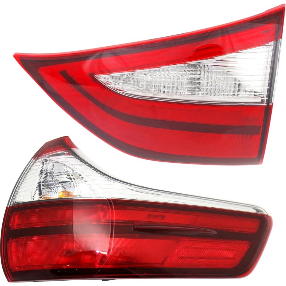Bamboo Outdoor Tail Light Set For 2015-2019 Toyota Sienna RH Inner Outer Clear/Red Halogen/LED