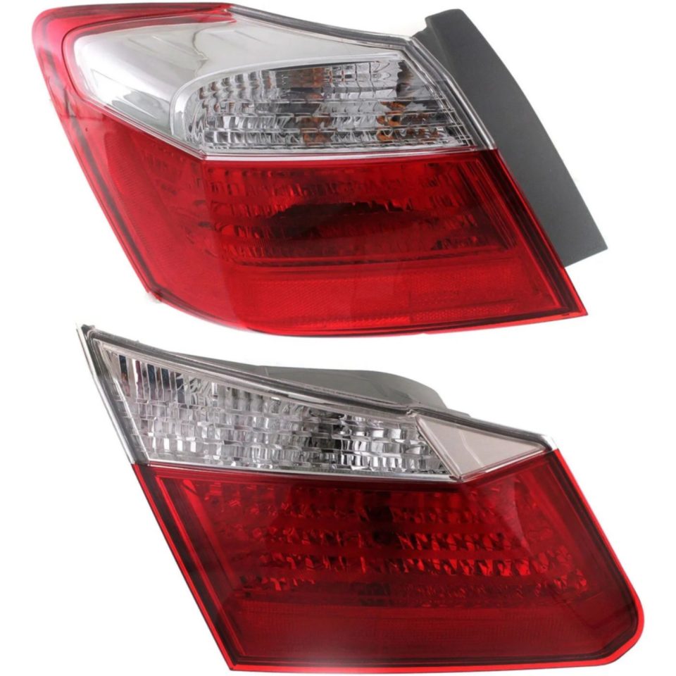 Select Food-Grade Tail Light Set For 2013-2015 Honda Accord LH Inner Outer Clear/Red Halogen CAPA
