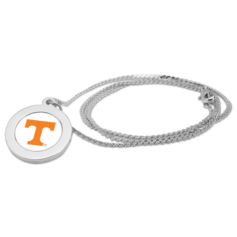Glass Silver Tennessee Volunteers Pendant Necklace