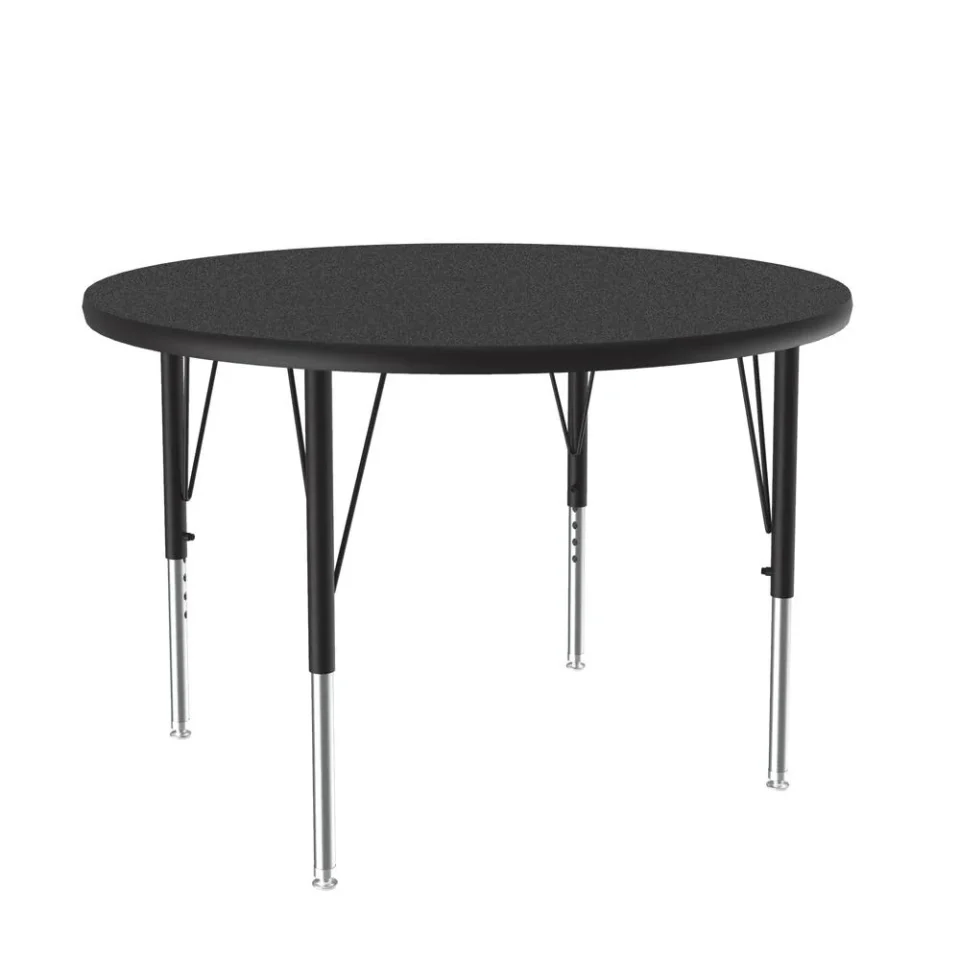 Premium Travel Correll Inc. Deluxe High-Pressure Top Activity Tables 36x36, ROUND BLACK GRANITE BLACK/CHROME