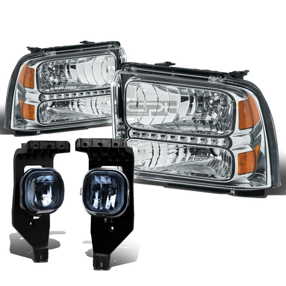 Cleaning 05-07 SUPERDUTY CHROME LED HEADLIGHT+TRUN SIGNAL+SMOKED OE FOG LIGHT