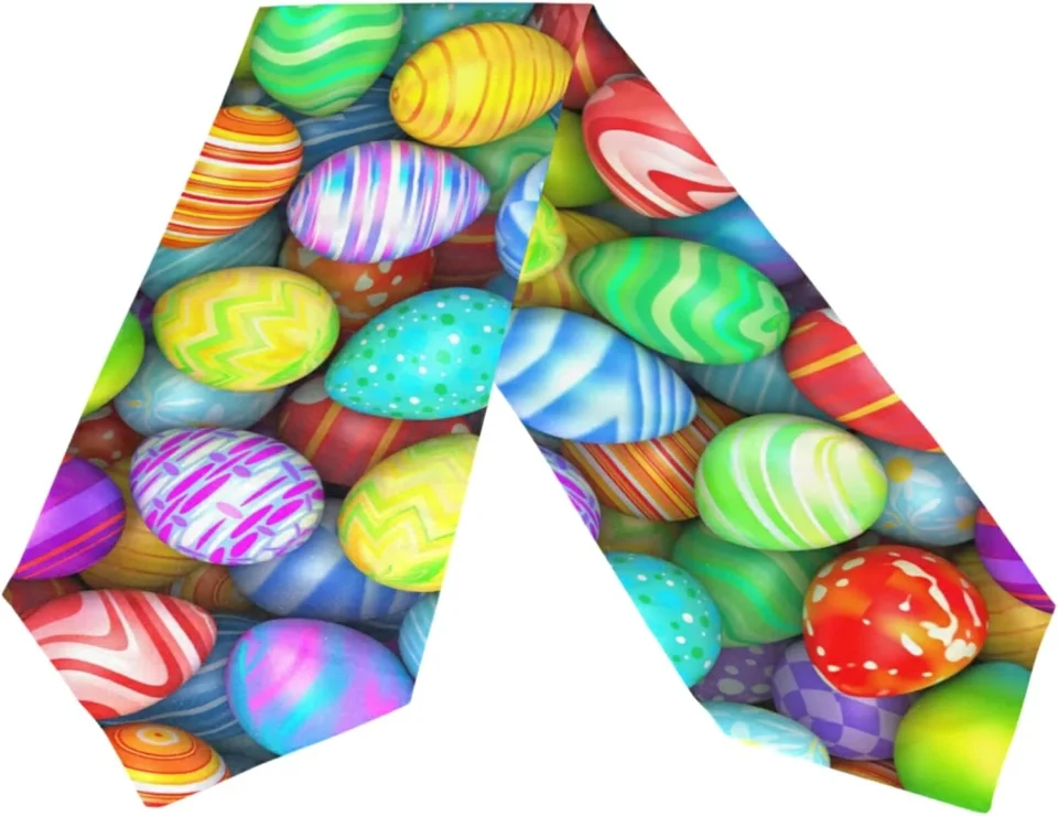 Storage Cleaning GZHJMY Double Sided Colorful Easter Eggs Long Polyester Table Runner 13 x 70 Inches Table Cloth Cover Placemats for Kitchen Dinning Living Holiday Home Decor