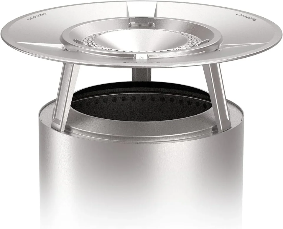 Polished Matte Ranger Heat Deflector, with 3 Detachable Legs, Accessory for Ranger Fire Pit, Captures and redirects Warmth, 304 Stainless Steel, (HxDia) 9.5 x 20 in, 5 lbs