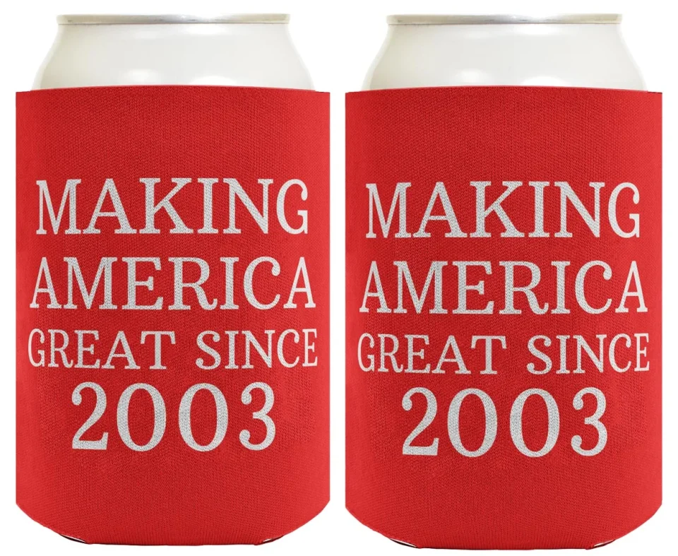 Glossy Baking 21st Birthday Gift Making America Great Since 2003 Can Coolie Drink Coolers Coolies Red