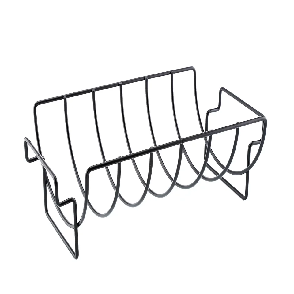 Premium Bbq Rib Rack For Gas Or Charcoal Grill Sturdy And Non Stick Can Be Used For Gas Grills Grilled Chicken Rack Holds Up To 5 Small Ribs Grilled Meats And Bbq Gifts Tabletop Indoor Grill