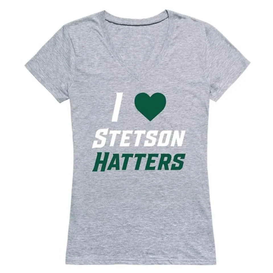 Core W Republic 550-387-HGY-05 Stetson University I Love T-Shirt for Women, Heather Grey - 2XL