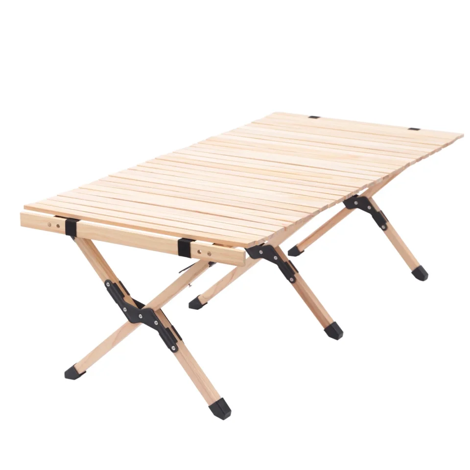 Versatile Long-Lasting Foldable Wood Portable Picnic Table Large Camping Folding Table,Wooden Roll Camping Folding Outdoor Picnic Up Indoor Beach Wood for Barbecues, Trips, Backyard Partie Travel