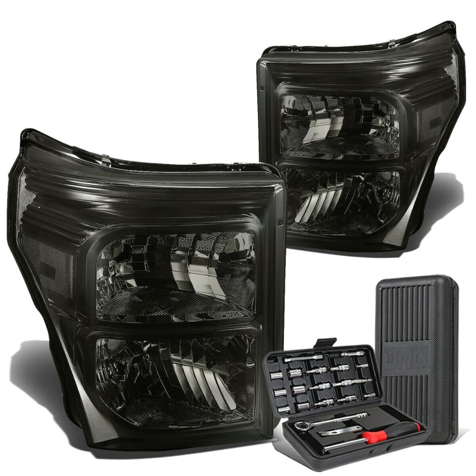 Safe 2011-2016 d Super Duty Pair Smoked/Clear Corner Headlight Lamps+Tool Box