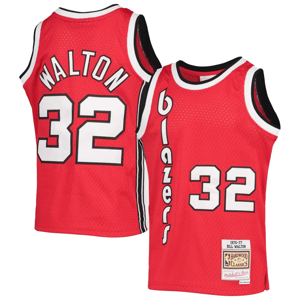 BPA-Free Top-Rated Youth Mitchell & Ness Bill Walton Black Portland Trail Blazers 1976/77 Hardwood Classics Swingman Jersey