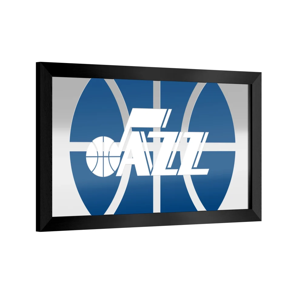 Multi-Purpose Utah Jazz Fade Ready-To-Hang Black Framed Wall Mirror