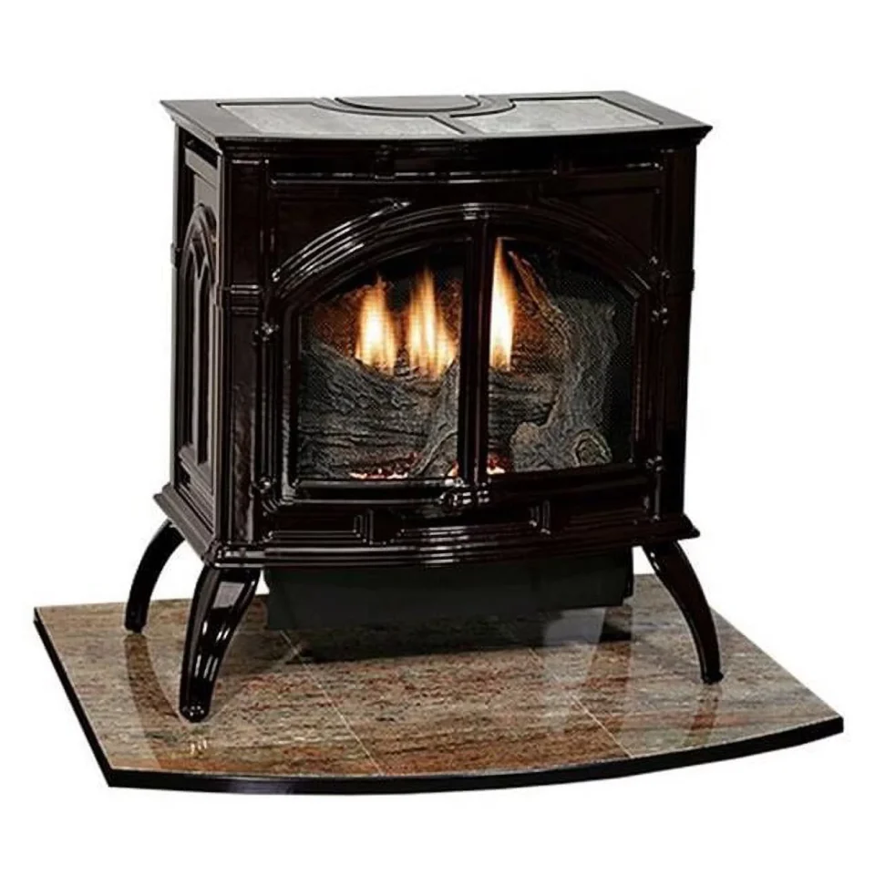 Travel 30000 BTU Intermittent Pilot Porcelain Mahogany Coutour Burner Log Set with Electronic Valve - Liquid Propane