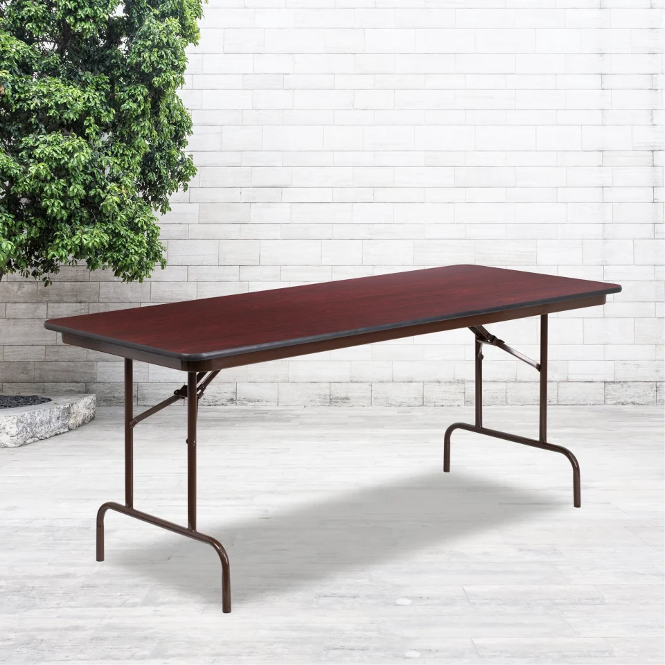 Premium Value BizChair 6-Foot High Pressure Mahogany Laminate Folding Banquet Table
