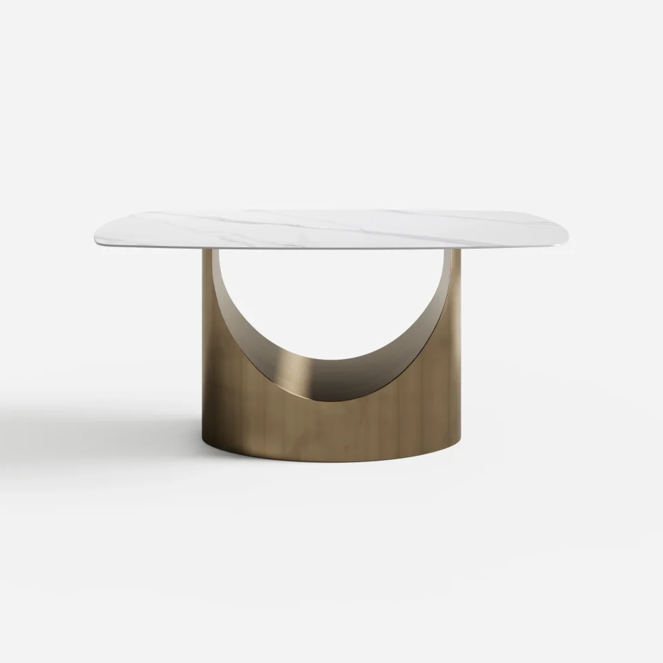 Easy-Clean **Snow Mountain U-Leg 1.6m Sintered Stone Dining Table - 63 x 35.4 x 29.5in**