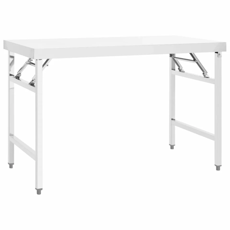 Select Anself Kitchen Folding Work Table Stainless Steel Kitchen Pre and Work Table for Restaurant, School, Commercial Space 47.2 x 24 x 32 Inches (L x W x H)