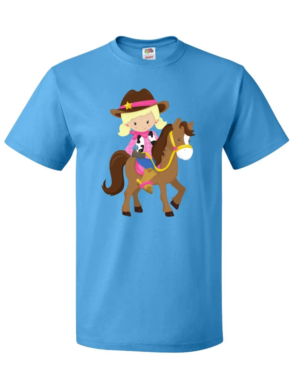 Travel Inktastic Cowgirl, Sheriff, Horse, Western, Blonde Hair T-Shirt