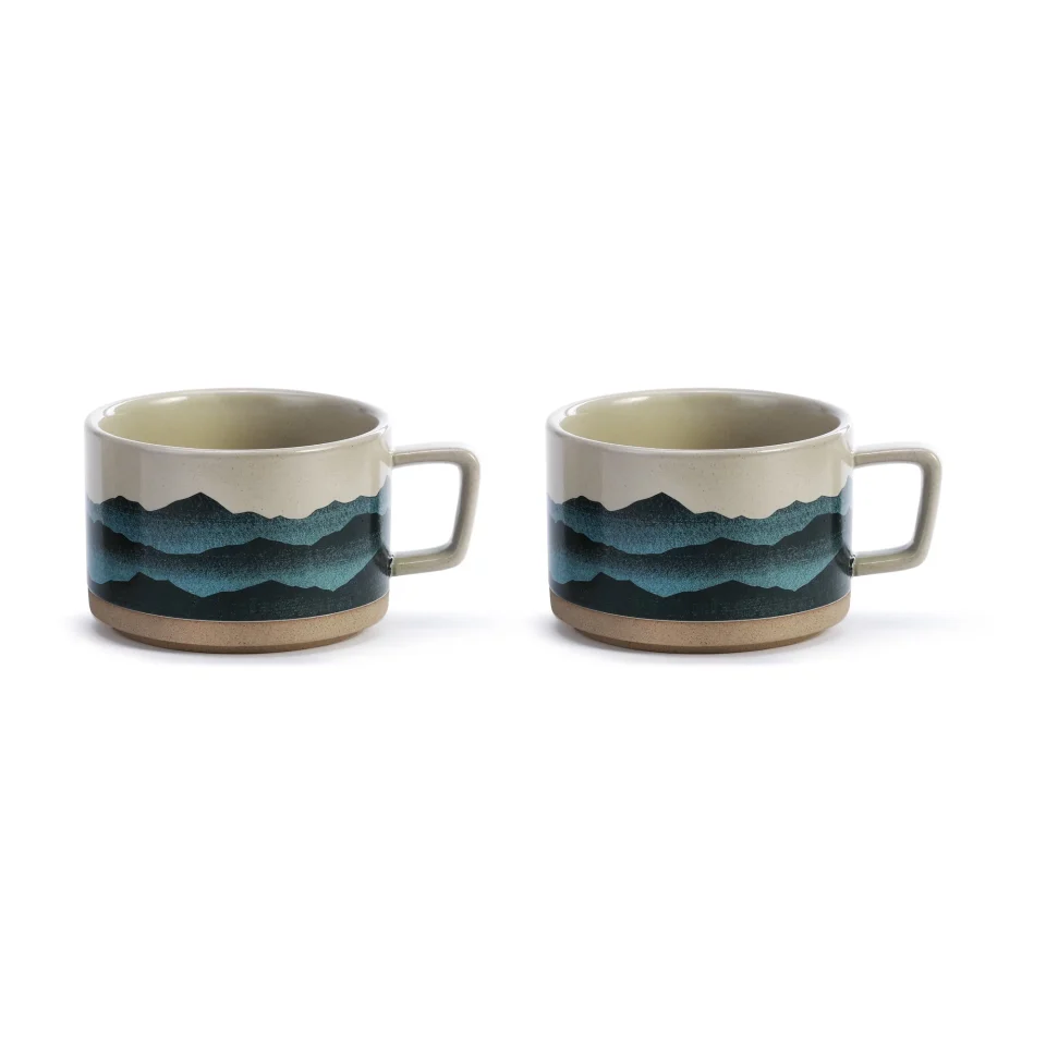Top-Rated Mountain Lodge Blue Ombre 16 ounce Ceramic Stoneware Soup Mugs Set of 2