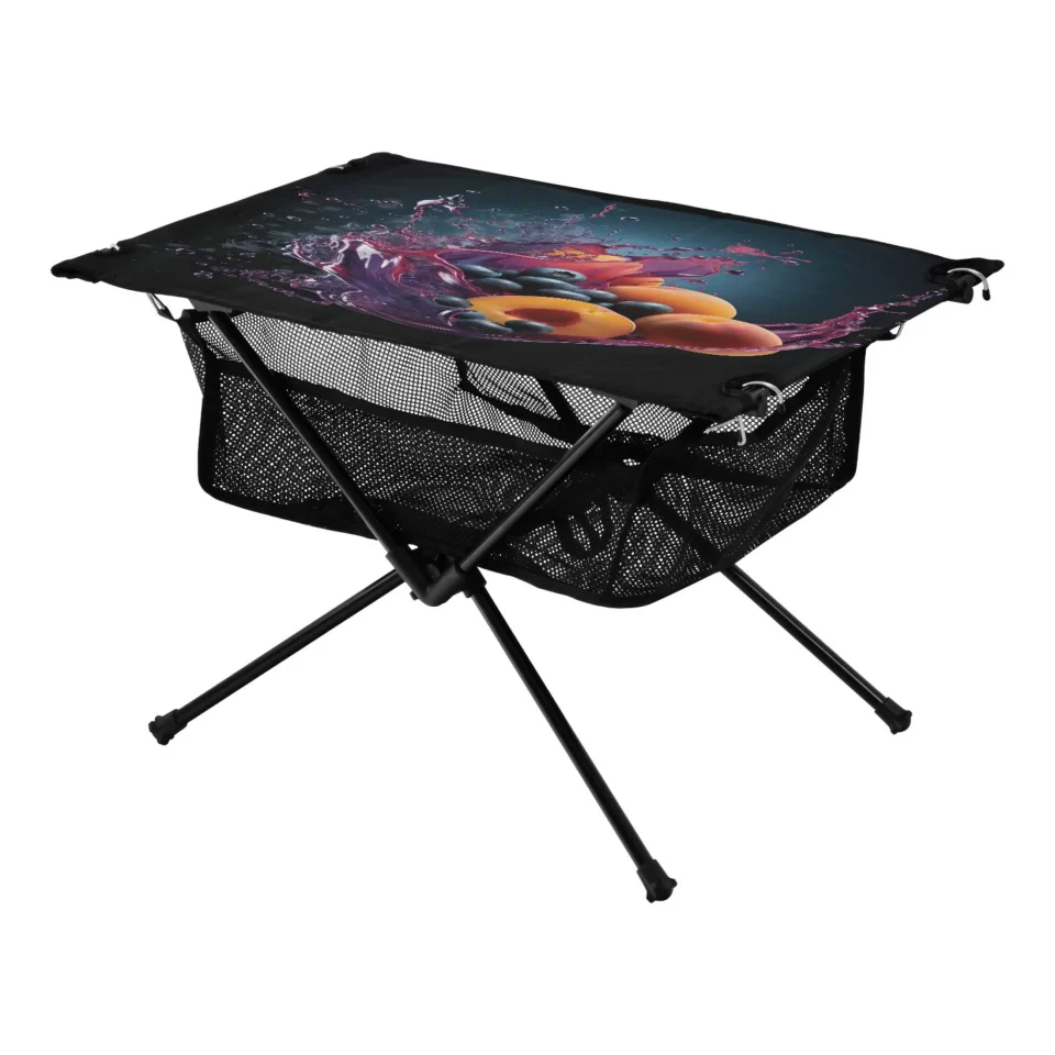 Value Popular Peach Blueberry Fruits Camping Folding Table Portable Beach Table with Storage Bag Compact Picnic Table for Outdoor Travel Fishing BBQ