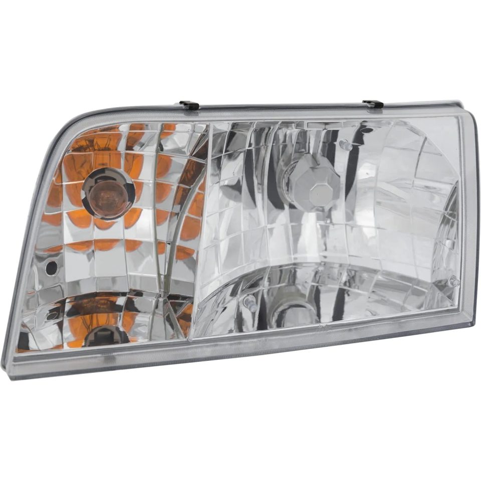 Frosted Polished Headlight For 98-2011 Ford Crown Victoria Left With Amber Parking Light