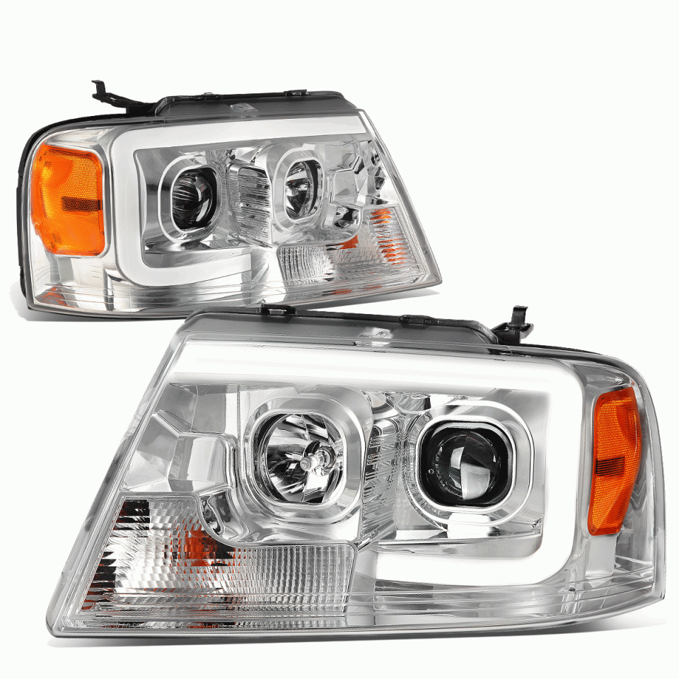 Wooden Polished 04-08 d F150 Mark LT LED DRL Projector Headlight Headlamp Chrome/ Amber