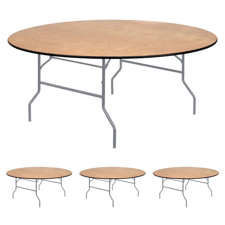 Ultimate TentandTable Round Wooden Folding Banquet Office Tables, 60 in, 4 Pack